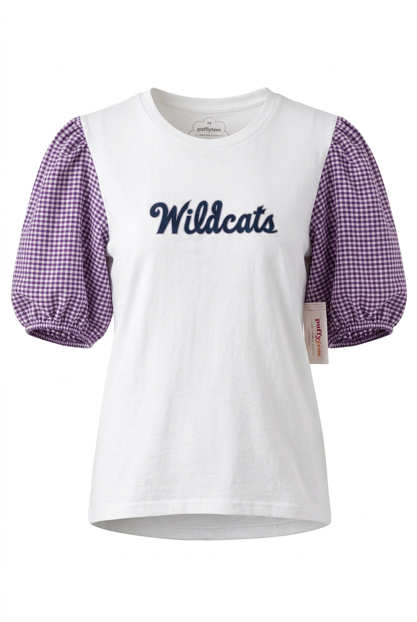 K-State Classic Script Gingham Long Puff