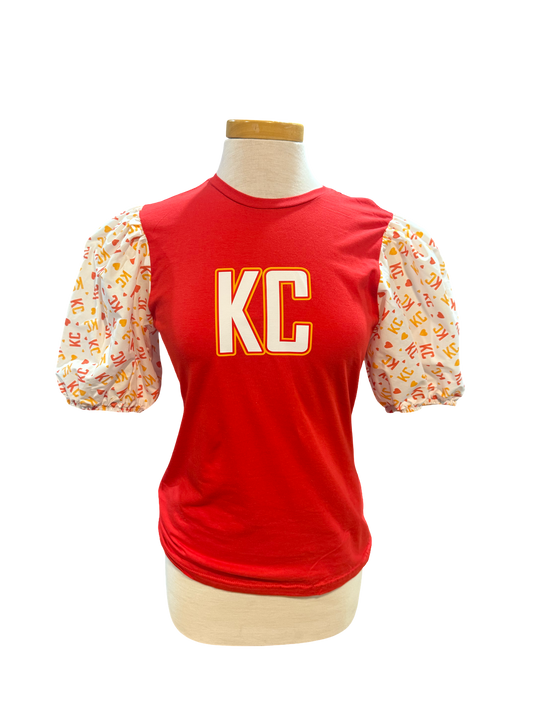 KC Chiefs Themed PuffyteesTM Shirt Long Puff Sleeve