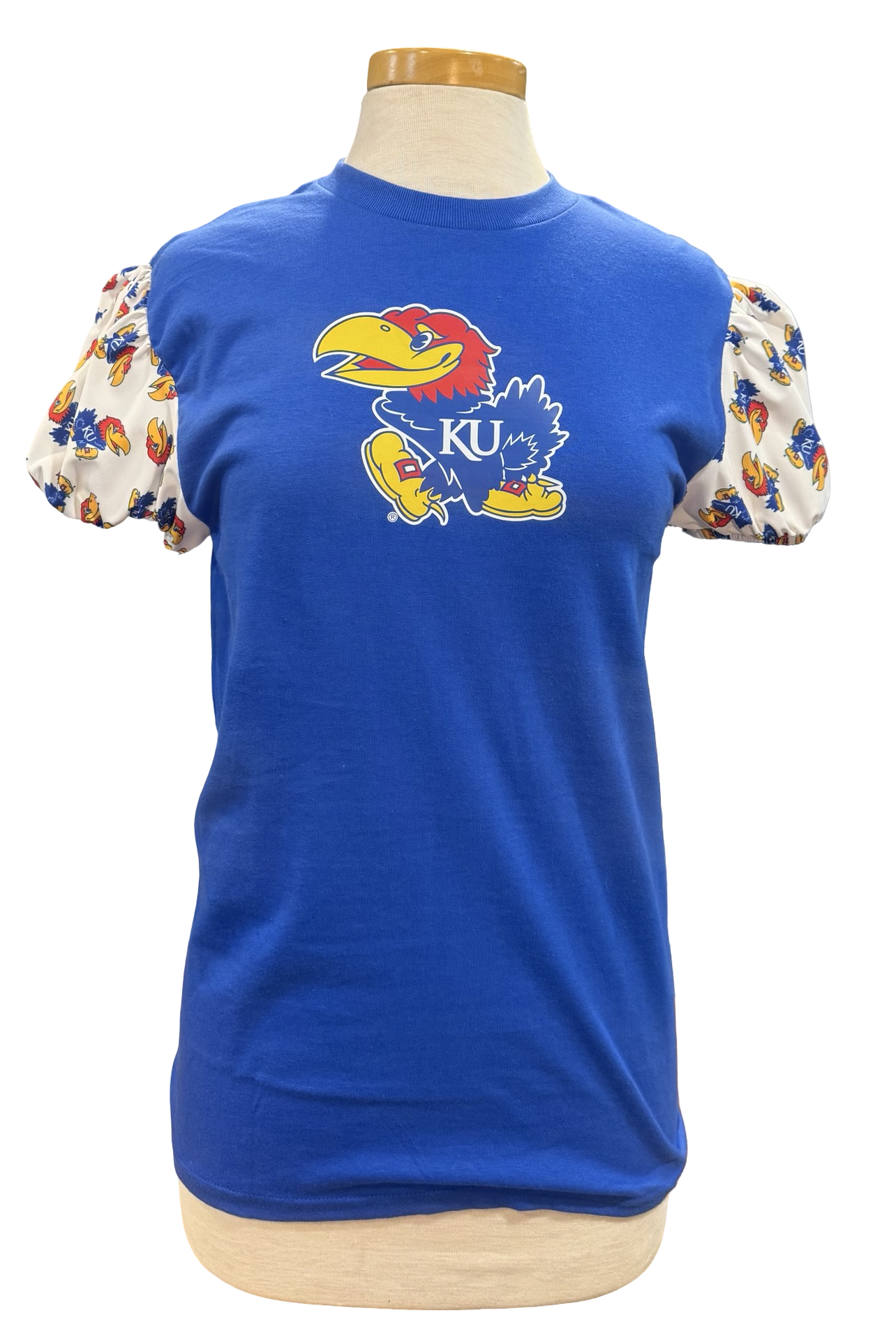 KU Jayhawk Blue Shirt Short Puff